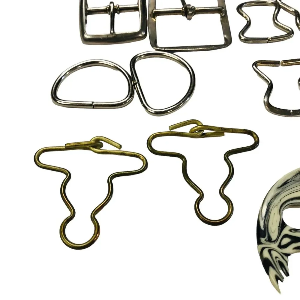Belt Buckles Scarf Slides Vintage Lot of 39 Metal Plastic Cloth